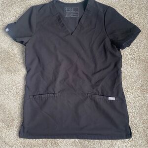 Figs Casma Three Pocket Scrub Top Black XS | Scrubs Nurse Doctor Hospital